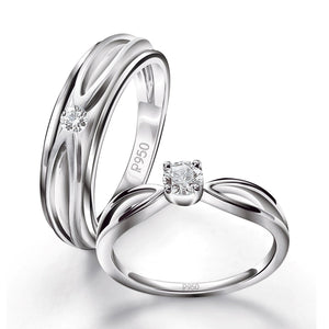 Designer Platinum Couple Rings with Single Diamonds JL PT 525