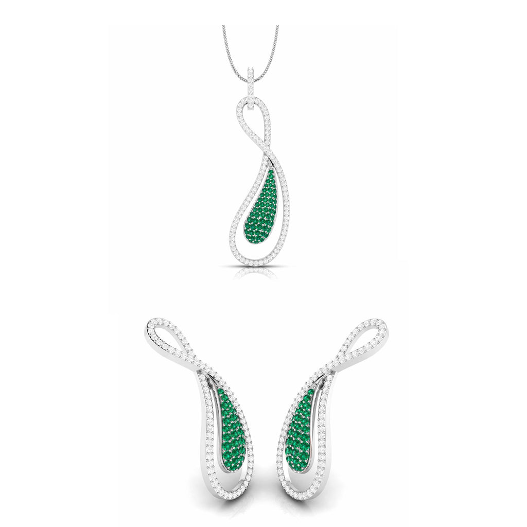 Designer Platinum Set with Diamond & Emerald for Women JL PT PE NL8523E   Jewelove.US