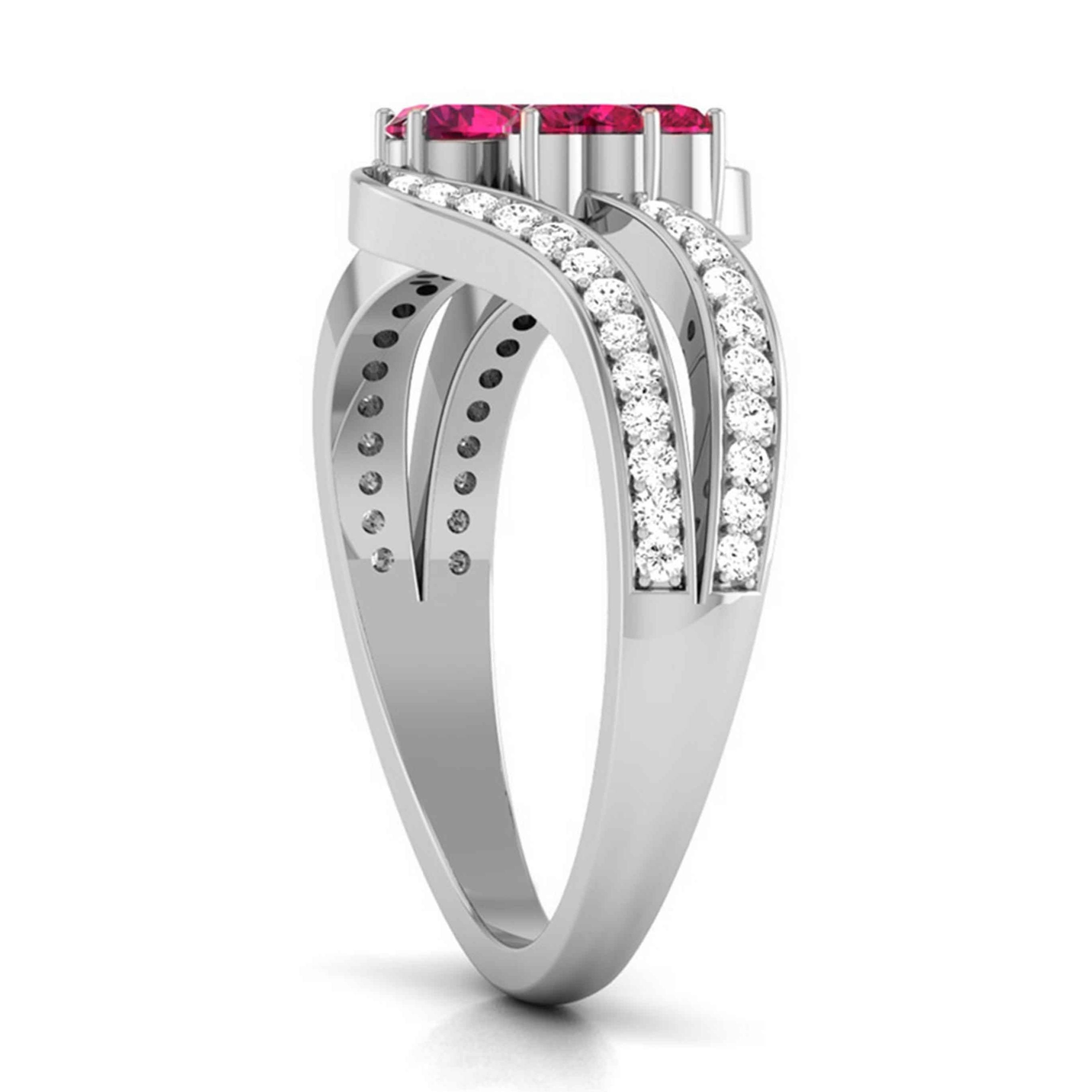 Designer Platinum Heart Ruby Diamond Ring for Women JL PT R8190