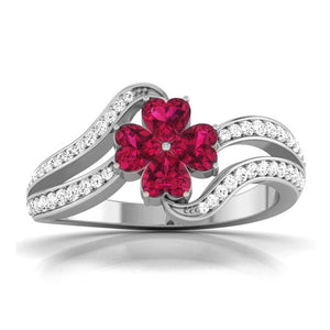 Designer Platinum Heart Ruby Diamond Ring for Women JL PT R8190