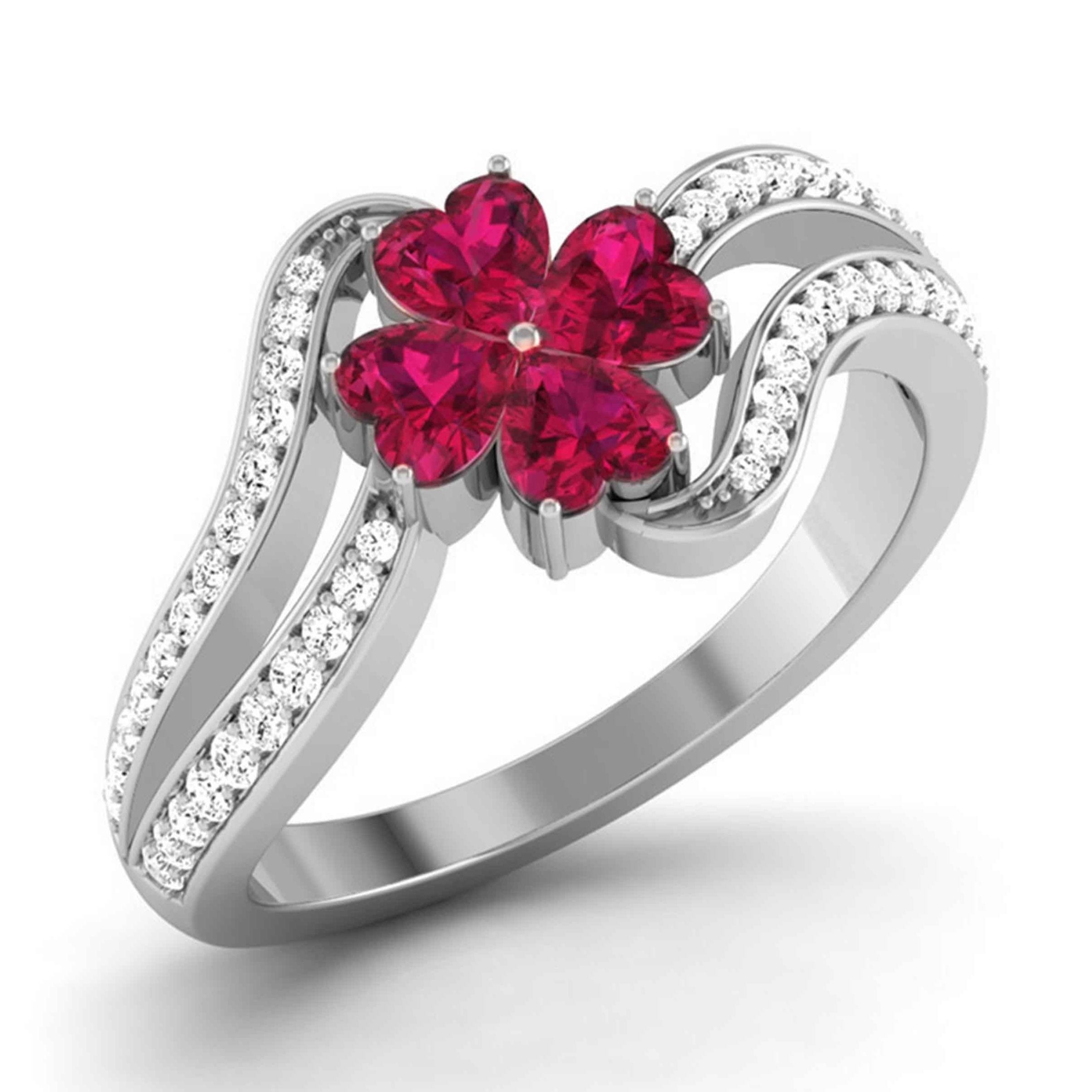 Designer Platinum Heart Ruby Diamond Ring for Women JL PT R8190