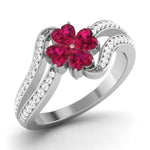 Load image into Gallery viewer, Designer Platinum Heart Ruby Diamond Ring for Women JL PT R8190
