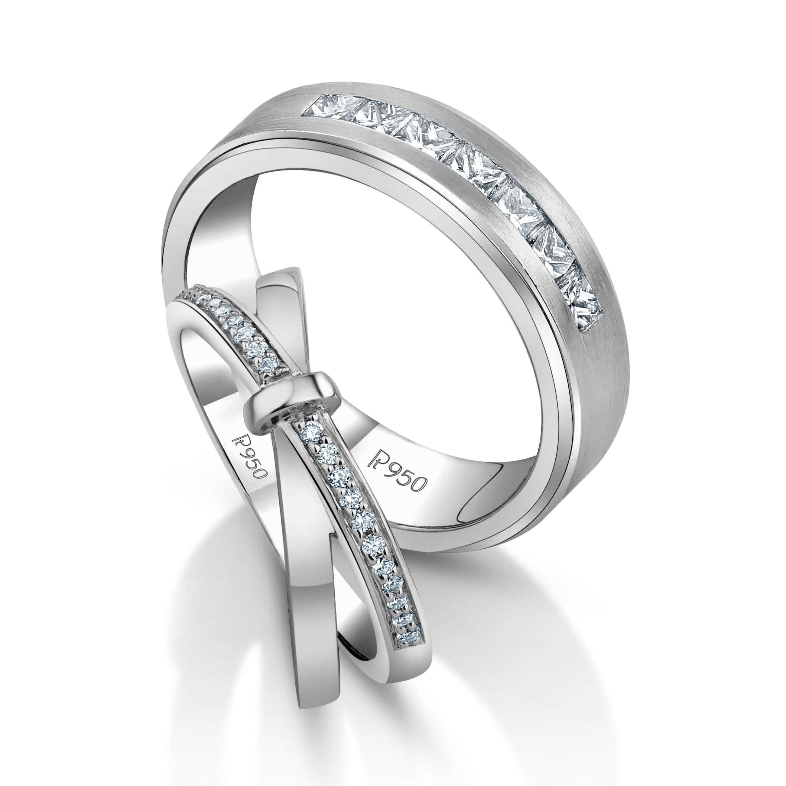 Designer Platinum Love Bands with Diamond JL PT 1067