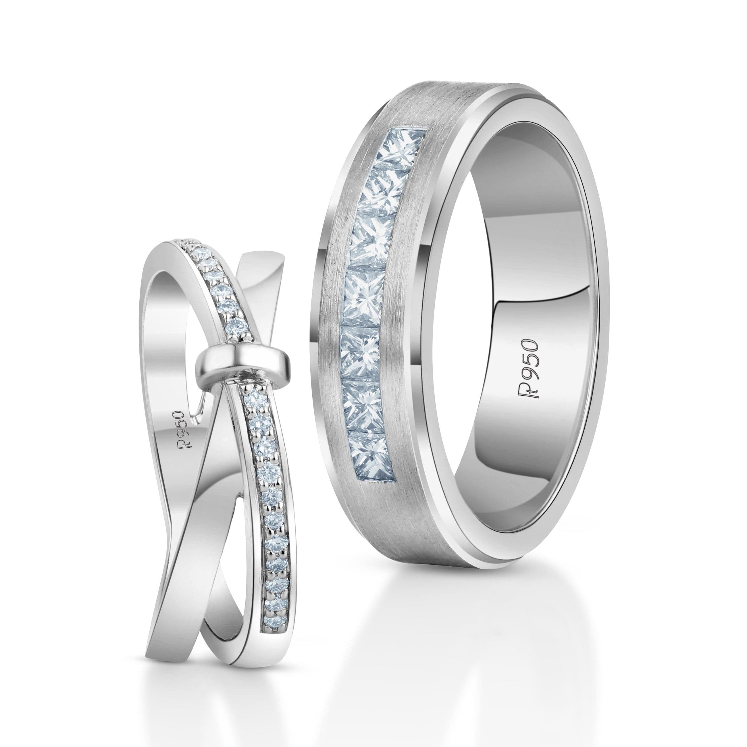 Designer Platinum Love Bands with Diamond JL PT 1067