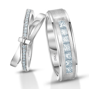 Designer Platinum Love Bands with Diamond JL PT 1067