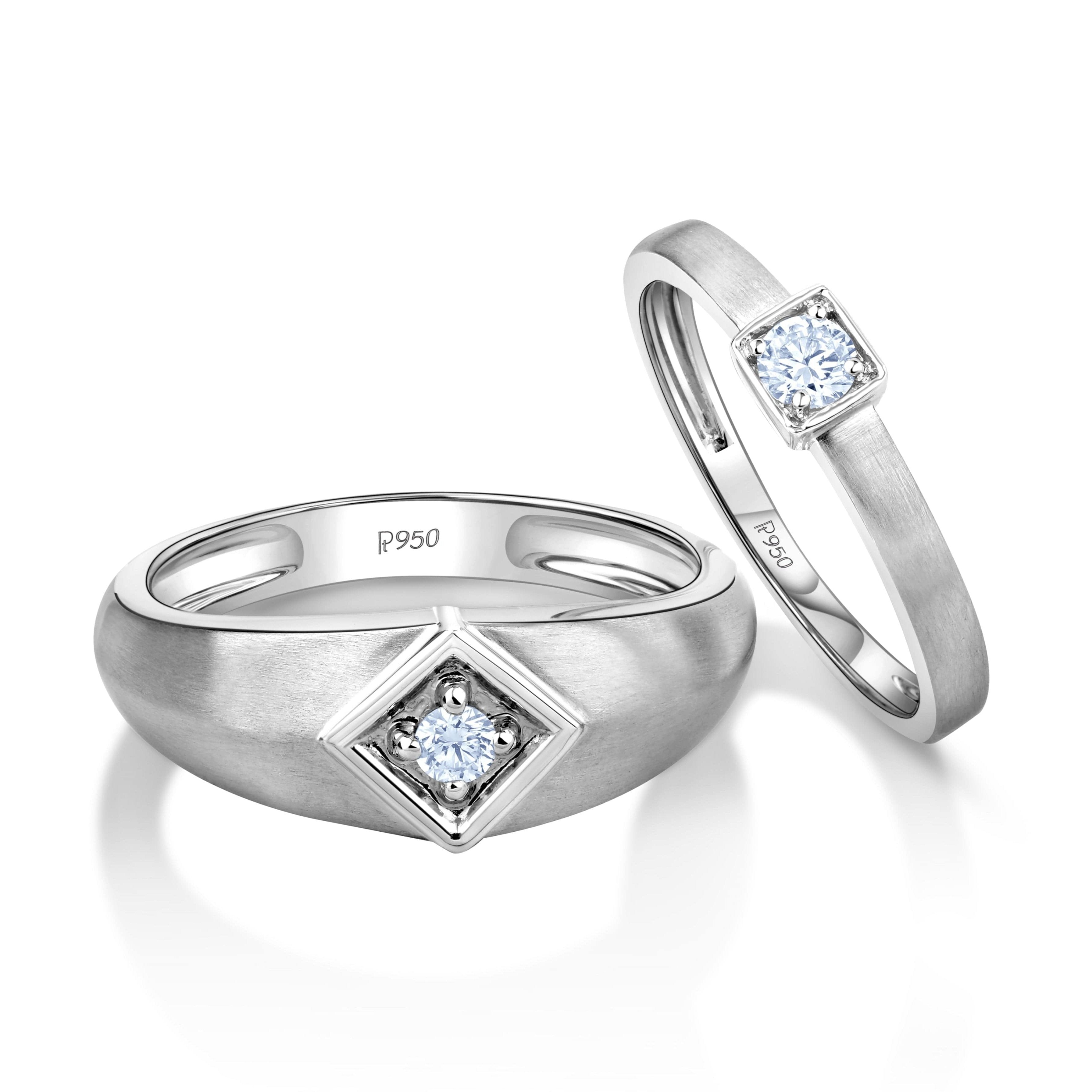 Designer Platinum Love Bands with Diamond JL PT 1068