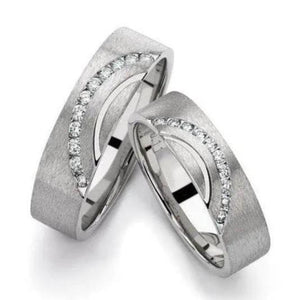 Designer Platinum Love Bands with Diamonds in a Curve JL PT 237