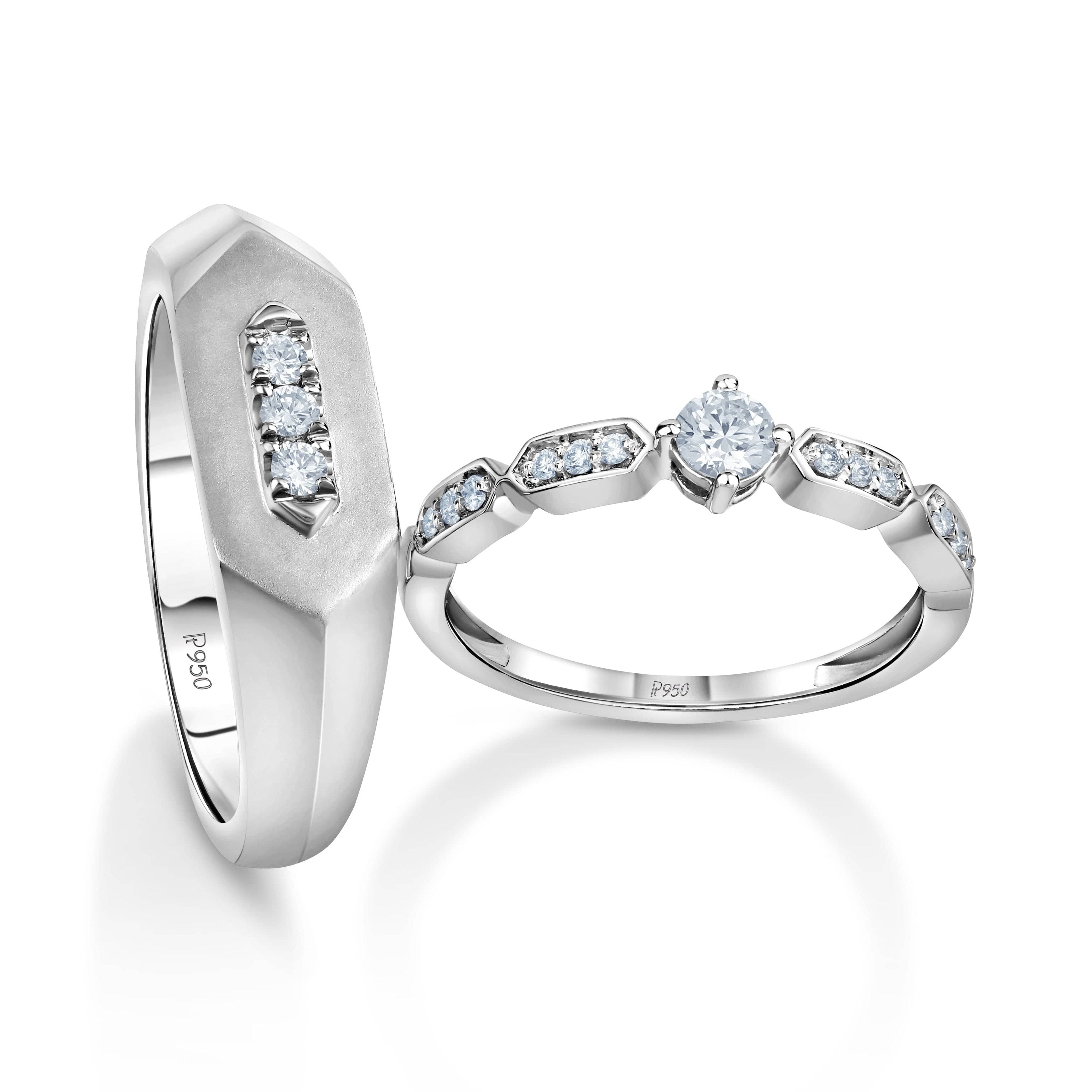 Designer Platinum Love Bands with Diamonds JL PT 1062