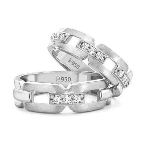 Designer Platinum Love Bands with Diamonds JL PT 426