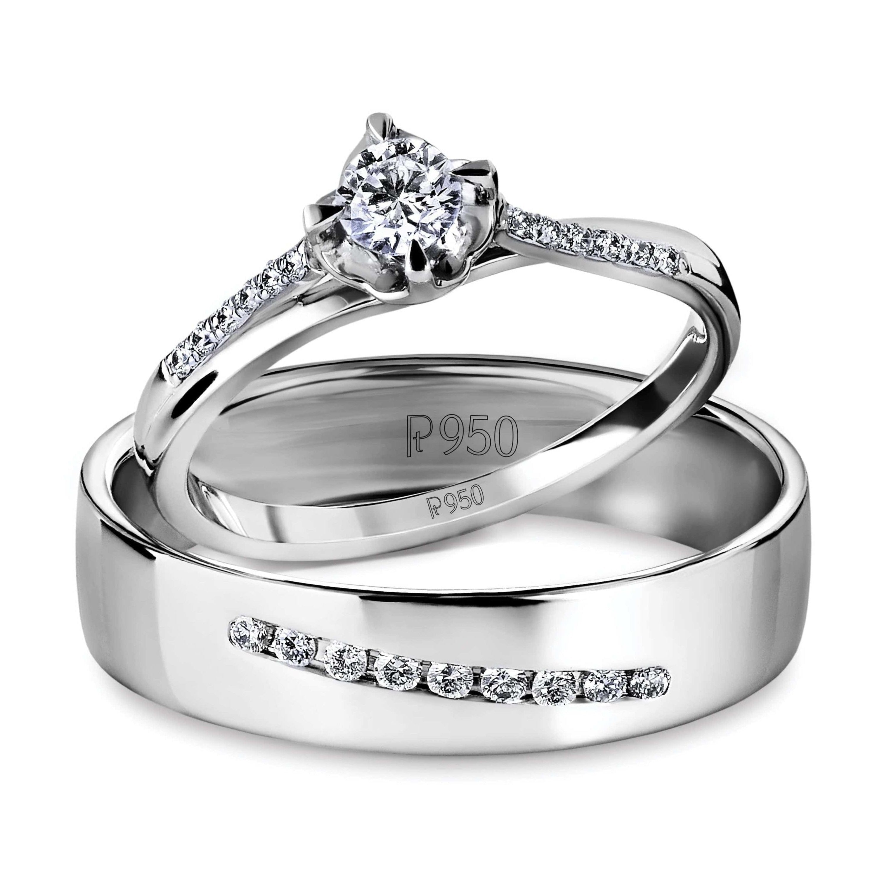 Designer Platinum Love Bands with Diamonds JL PT 597