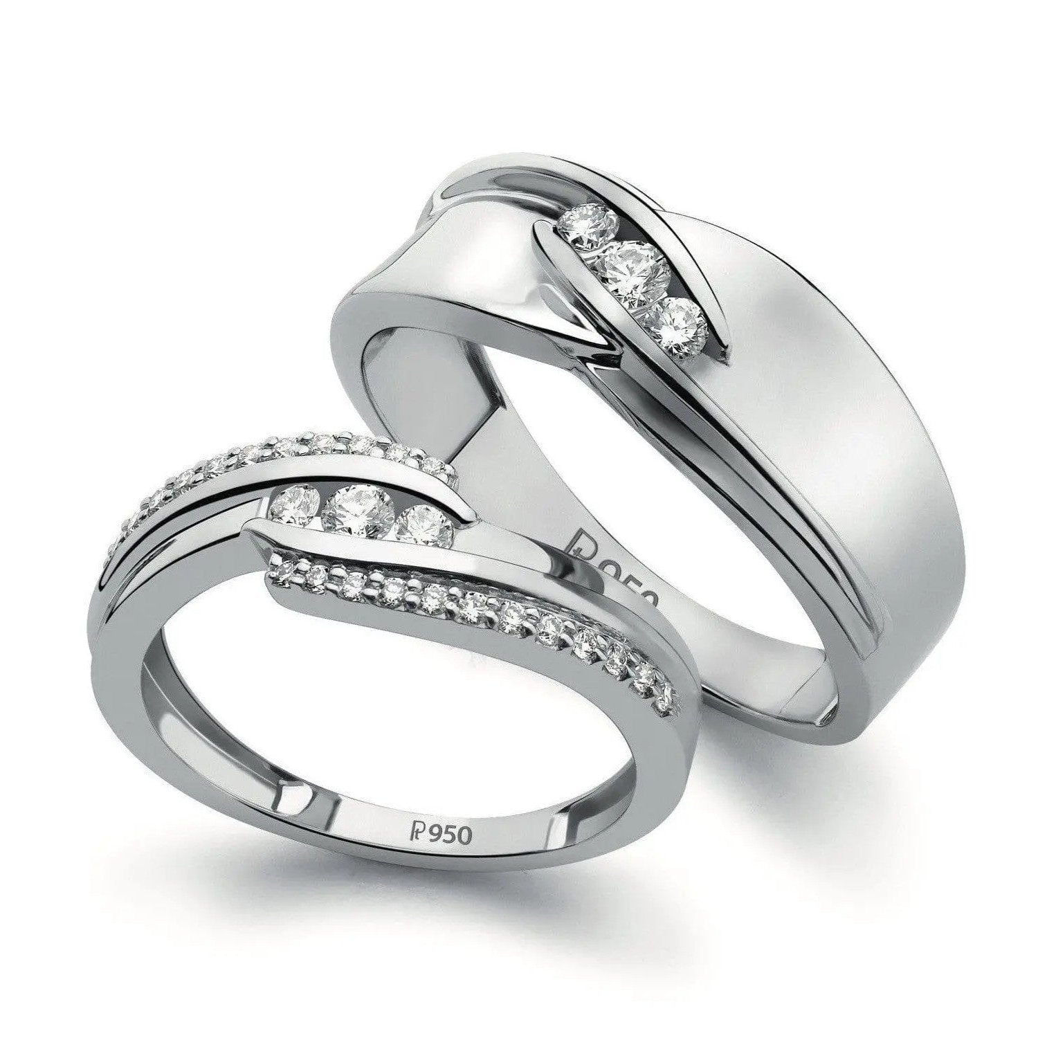 Designer Platinum Love Bands with Diamonds JL PT 152