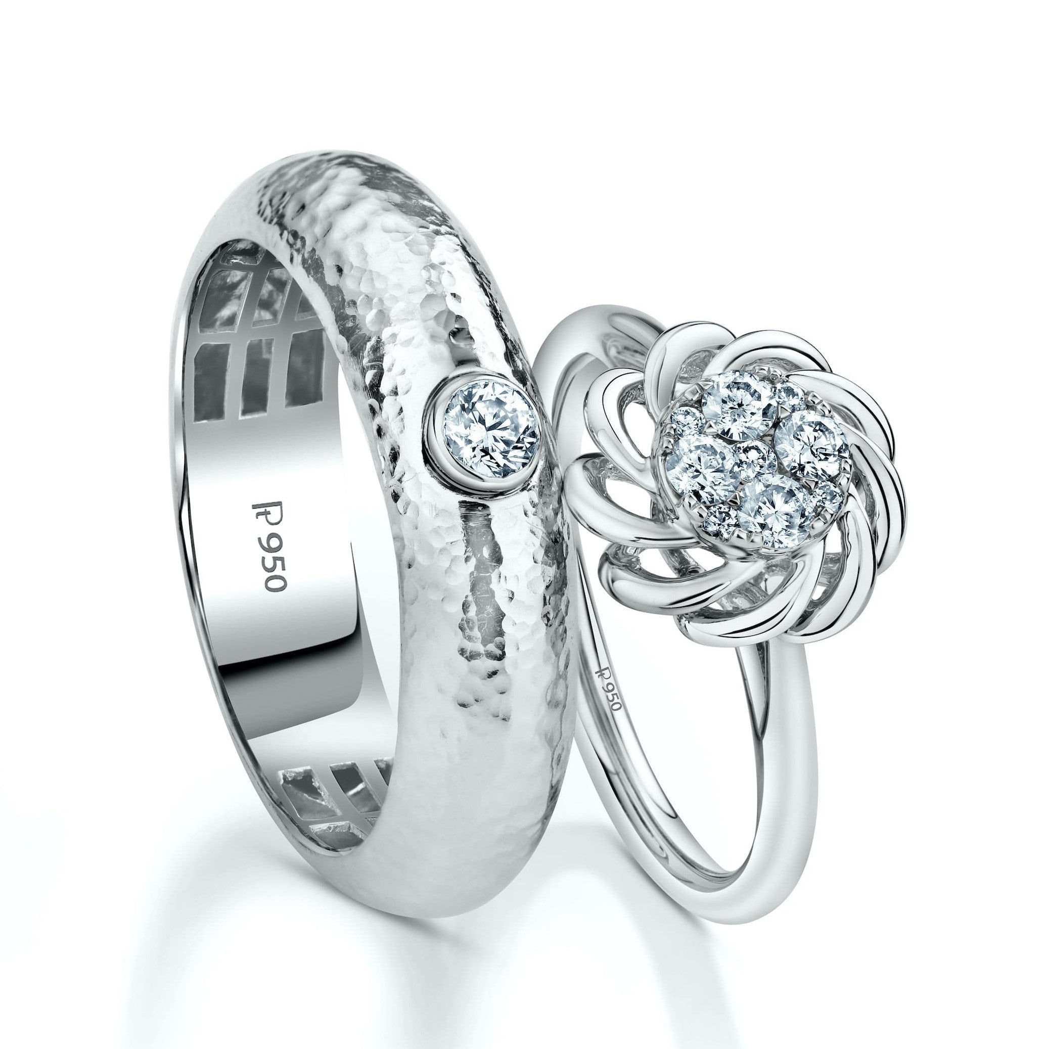 Designer Platinum Love Bands with Hammered Couple Ring  JL PT 985