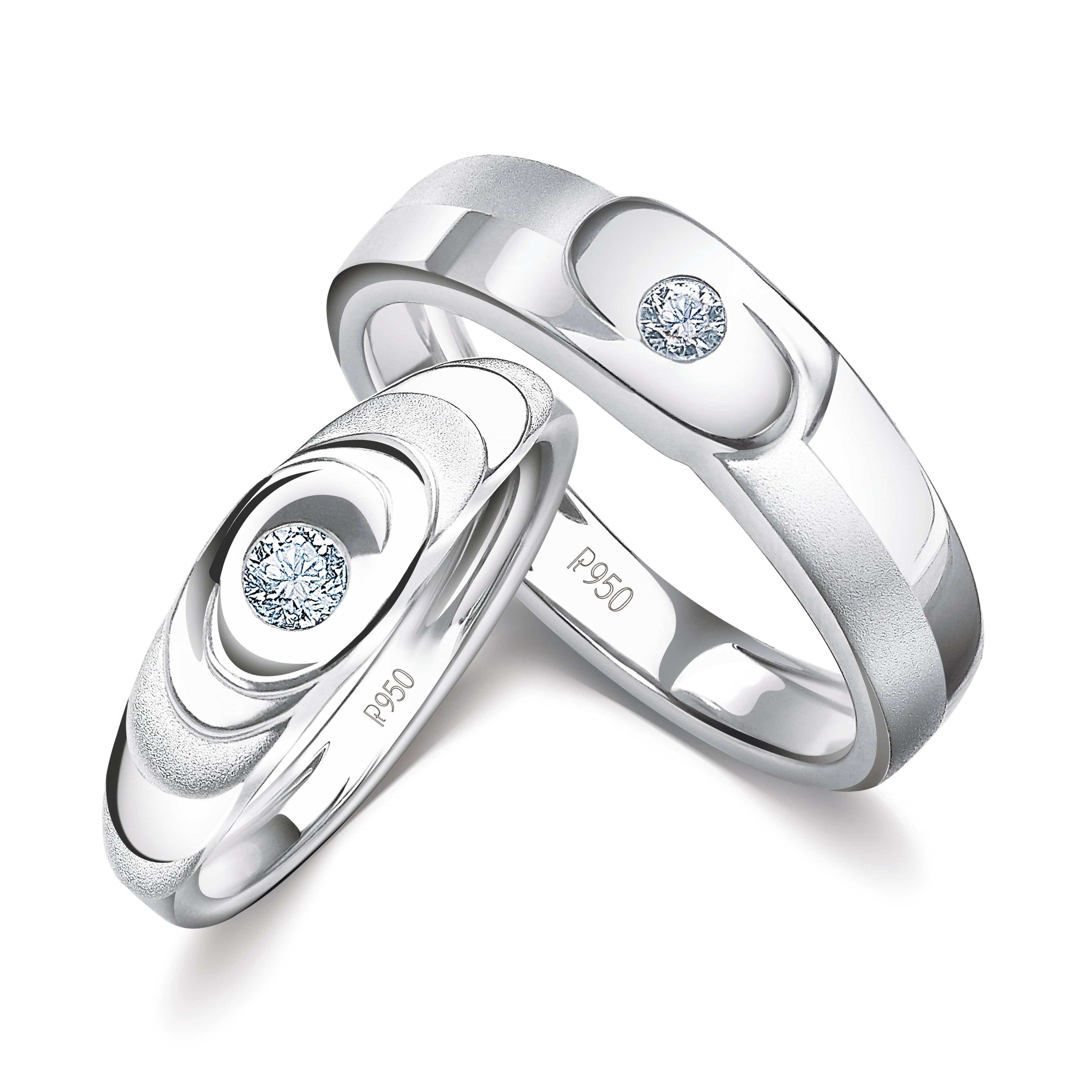 Designer Platinum Love Bands with Single Diamonds JL PT 926