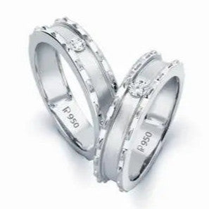 Designer Platinum Love Bands with Single Diamonds JL PT 109