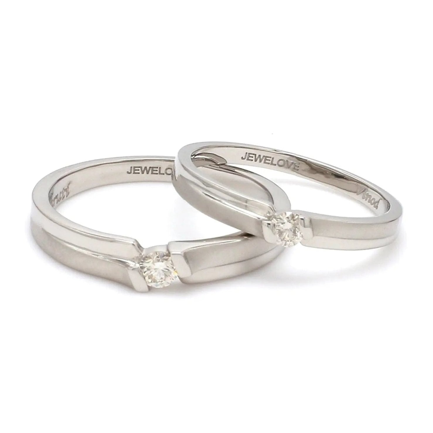 Designer Platinum Love Bands with Single Diamonds JL PT 158