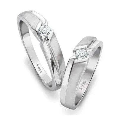 Designer Platinum Love Bands with Single Diamonds JL PT 158