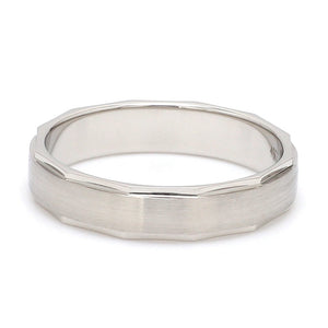 Designer Platinum Ring for Men with Cut Edges JL PT 682