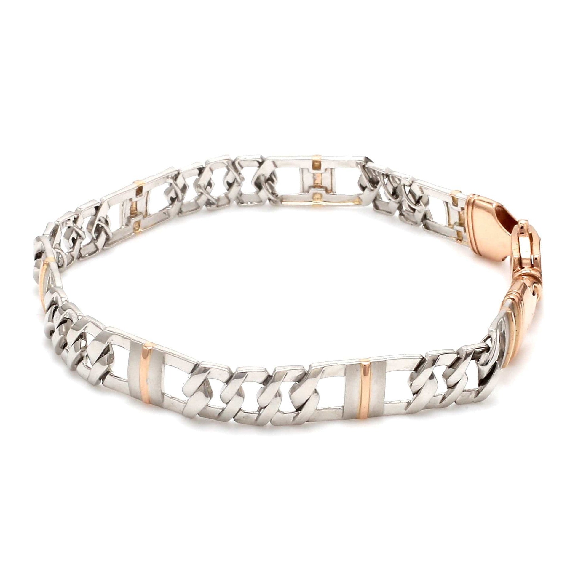 Customised 11mm Platinum & Rose Gold Bracelet for Men JL PTB 750R