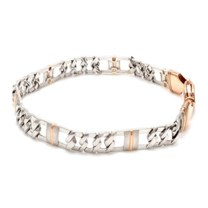 Customised 11mm Platinum & Rose Gold Bracelet for Men JL PTB 750R