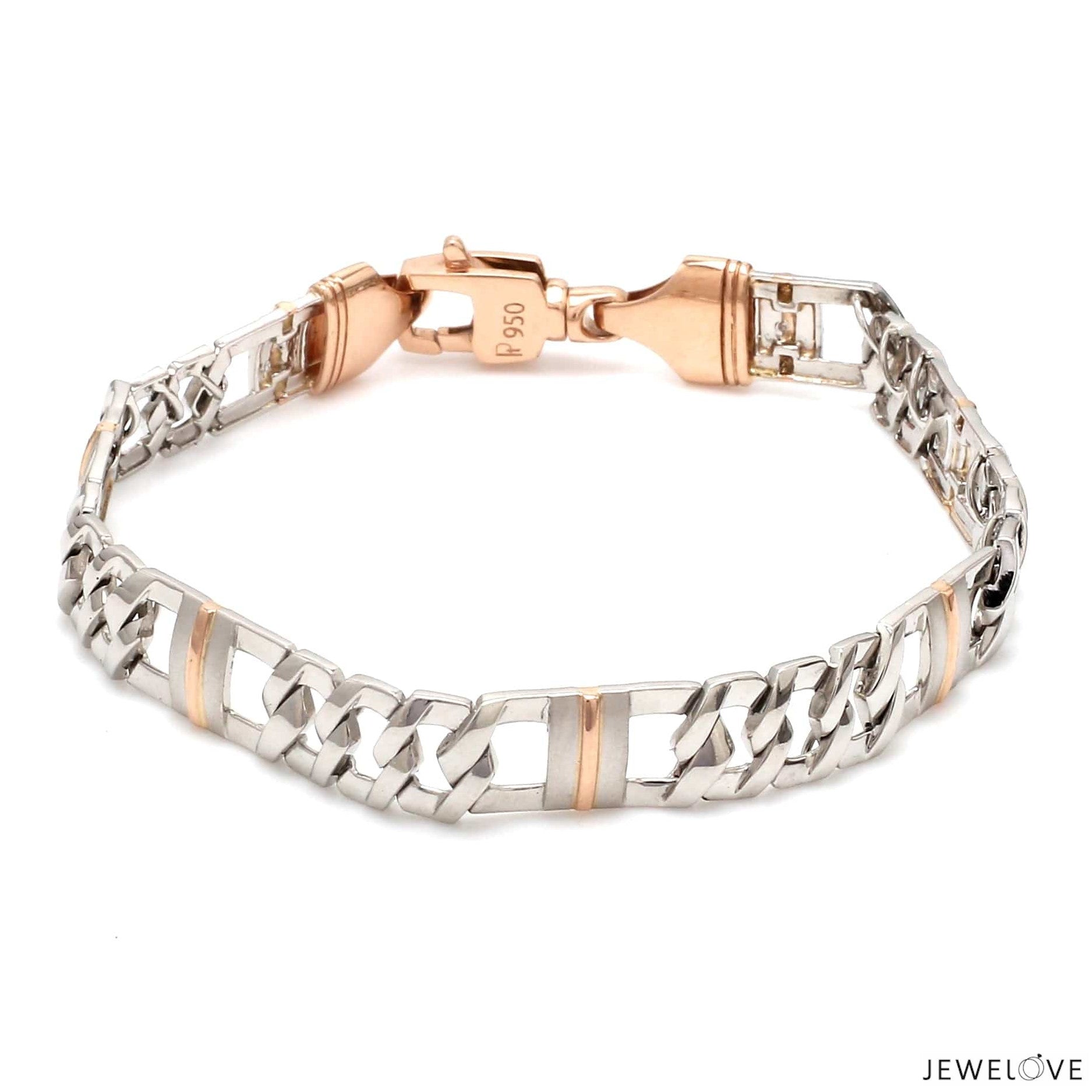 Customised 11mm Platinum & Rose Gold Bracelet for Men JL PTB 750R