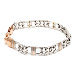 Customised 11mm Platinum & Rose Gold Bracelet for Men JL PTB 750R