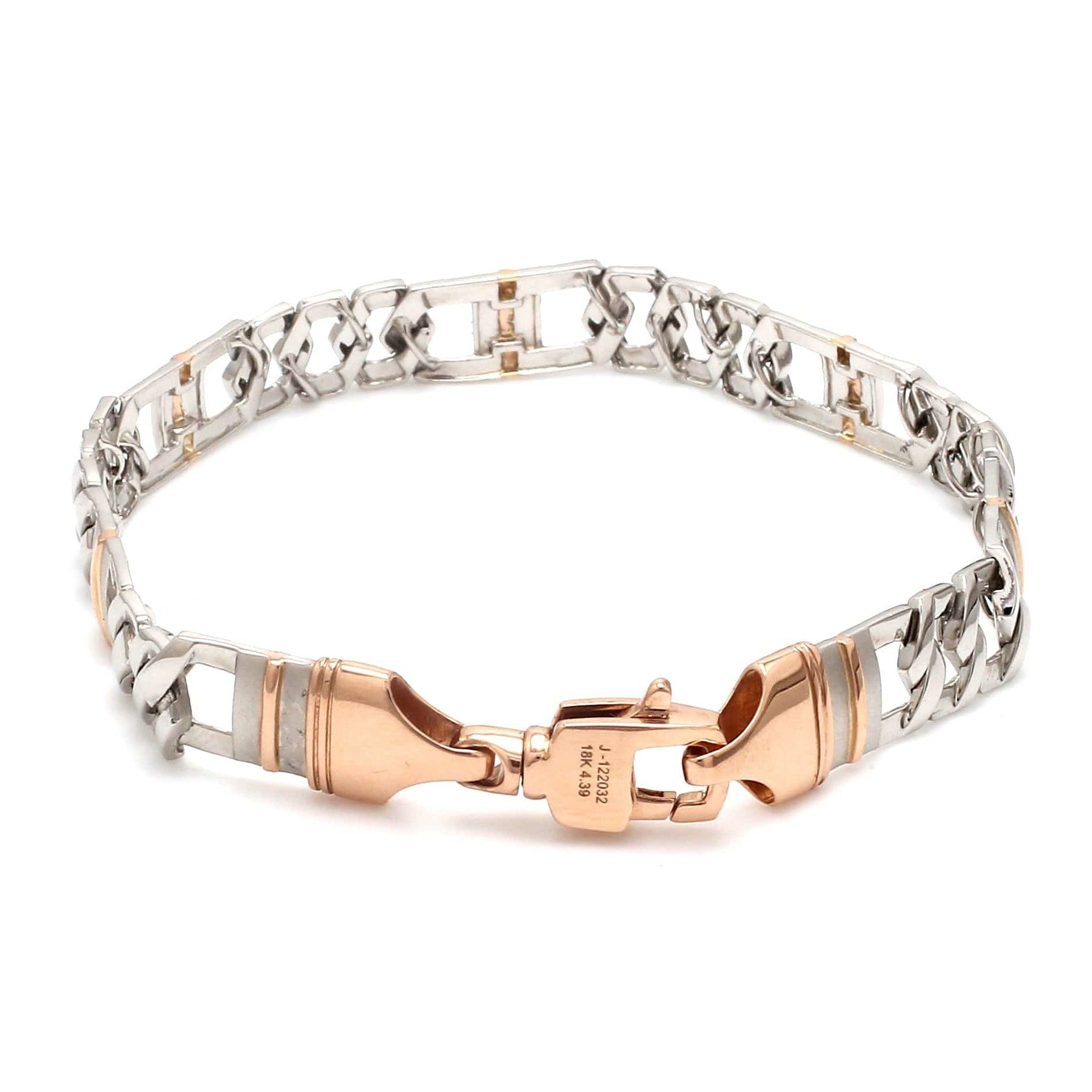 Customised 11mm Platinum & Rose Gold Bracelet for Men JL PTB 750R