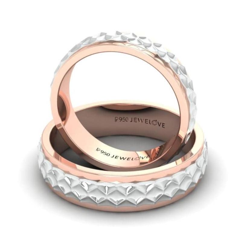 Designer Platinum & Rose Gold Couple Rings JL PT 1113