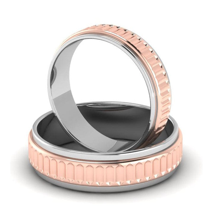 Designer Platinum & Rose Gold Couple Rings JL PT 638