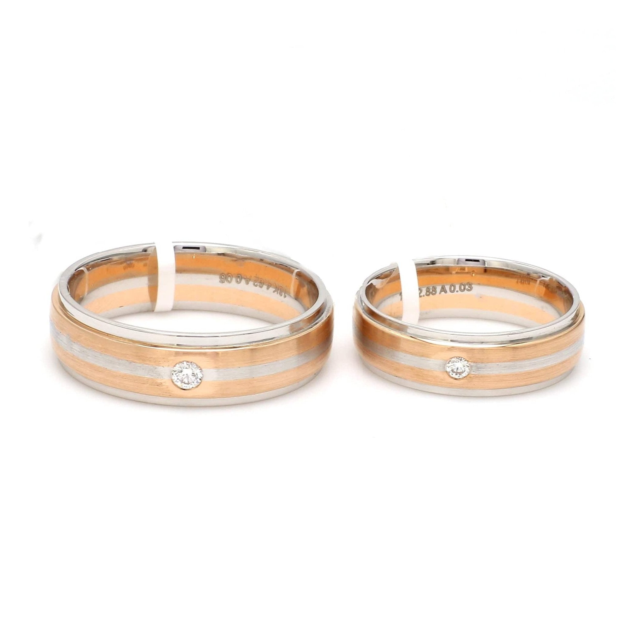 Designer Platinum Rose Gold Couple Rings with Diamonds JL PT 1134