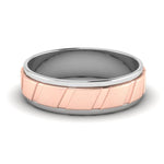 Load image into Gallery viewer, Designer Platinum &amp; Rose Gold Couple Rings with Slanting Grooves JL PT 639
