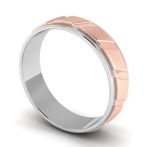 Designer Platinum & Rose Gold Couple Rings with Slanting Grooves JL PT 639