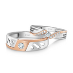 Load image into Gallery viewer, Designer Platinum Rose Gold Diamonds Couple Rings JL PT 1264
