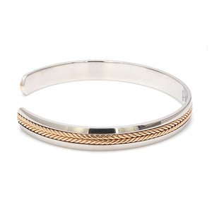 Designer Platinum & Rose Gold Open Kada Cuff Bracelet for Men JL PTB 1081