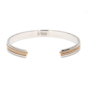 Designer Platinum & Rose Gold Open Kada Cuff Bracelet for Men JL PTB 1081