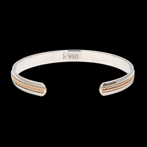 Designer Platinum & Rose Gold Open Kada Cuff Bracelet for Men JL PTB 1081