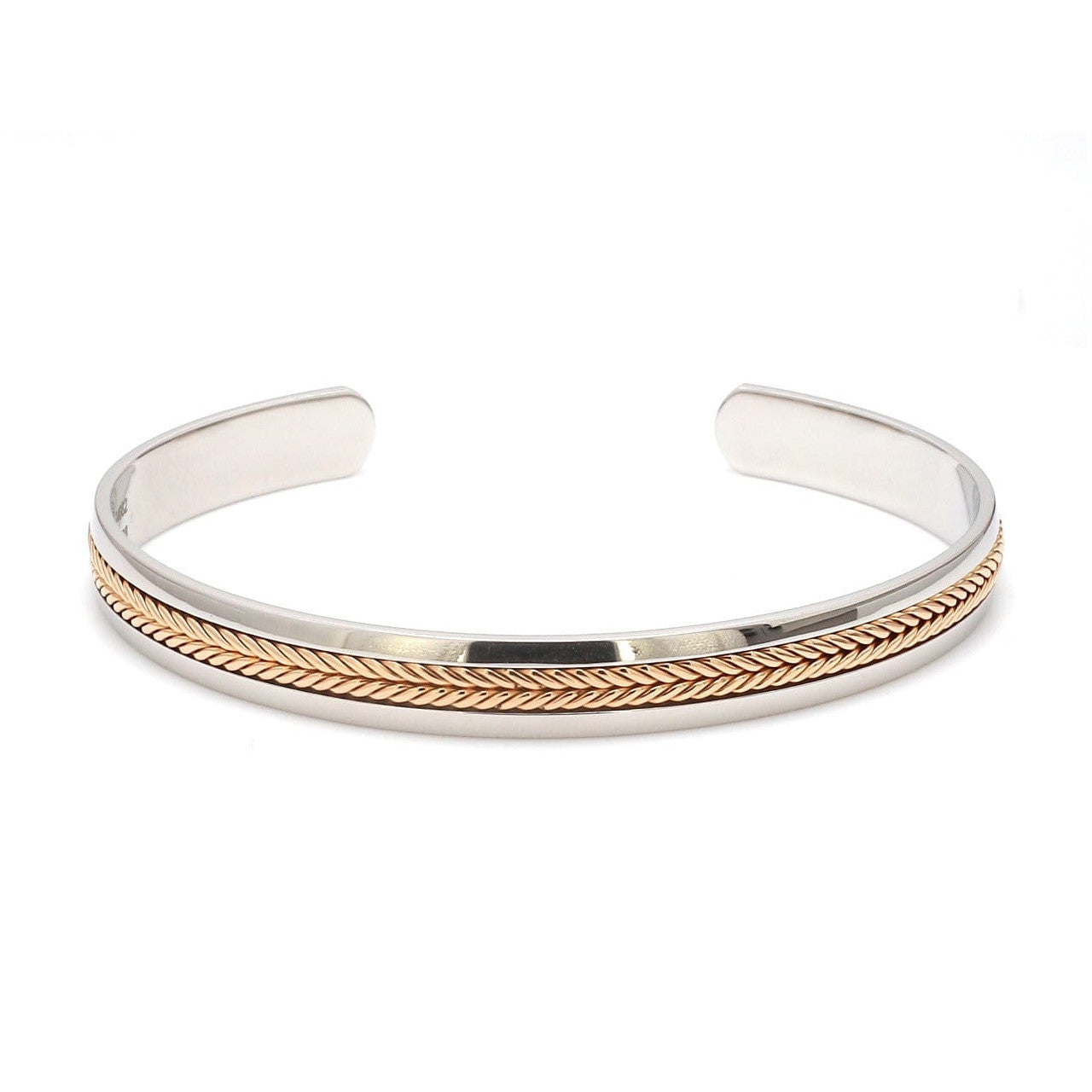 Designer Platinum & Rose Gold Open Kada Cuff Bracelet for Men JL PTB 1081