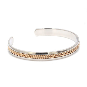 Designer Platinum & Rose Gold Open Kada Cuff Bracelet for Men JL PTB 1081