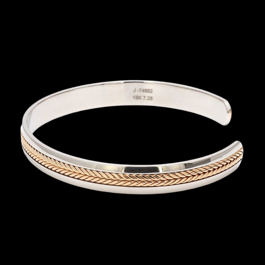 Designer Platinum & Rose Gold Open Kada Cuff Bracelet for Men JL PTB 1081