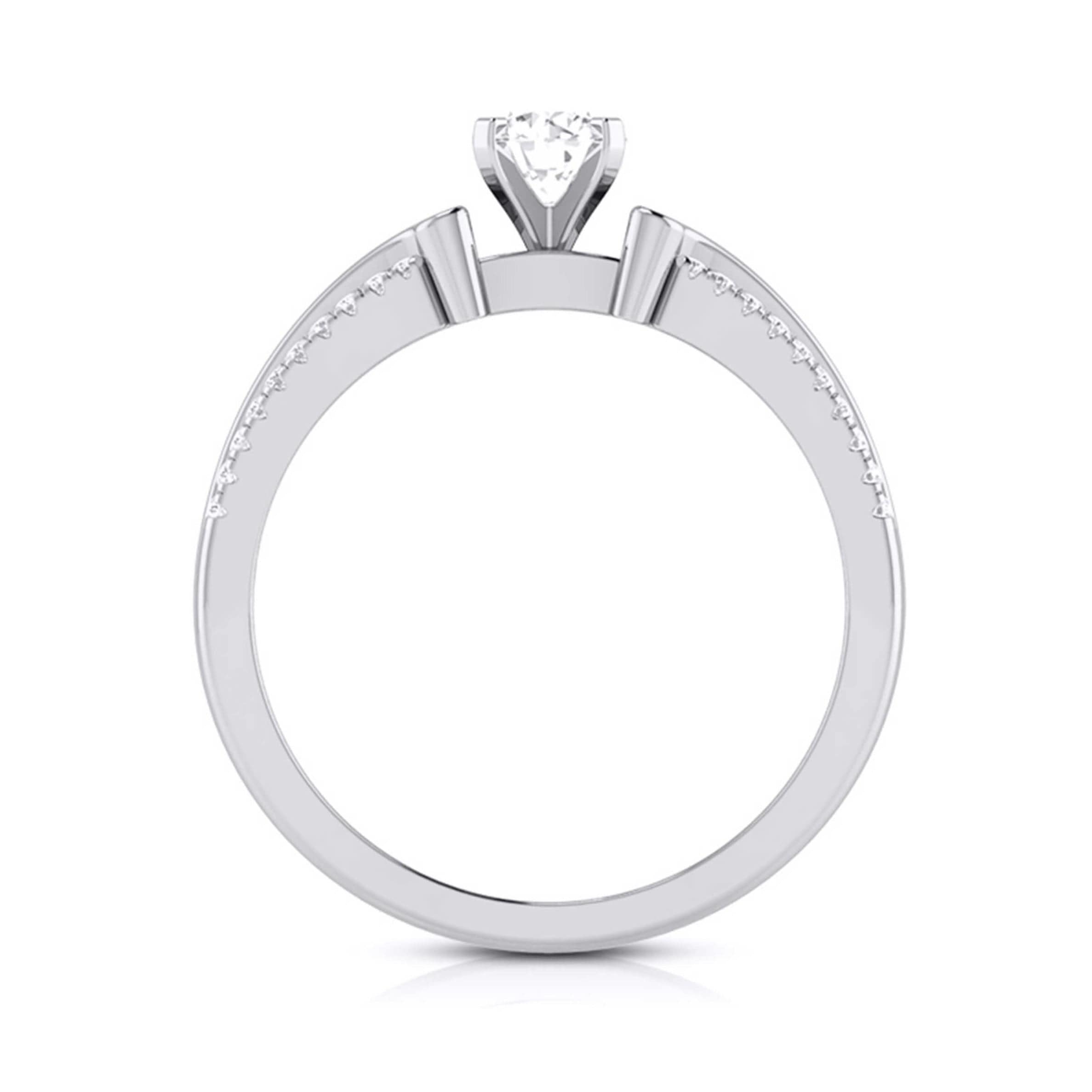 0.50-Pointer Lab Grown Solitaire Engagement Ring for Women with 2-Row Diamonds Shank JL PT LG G-116-A   Jewelove.US