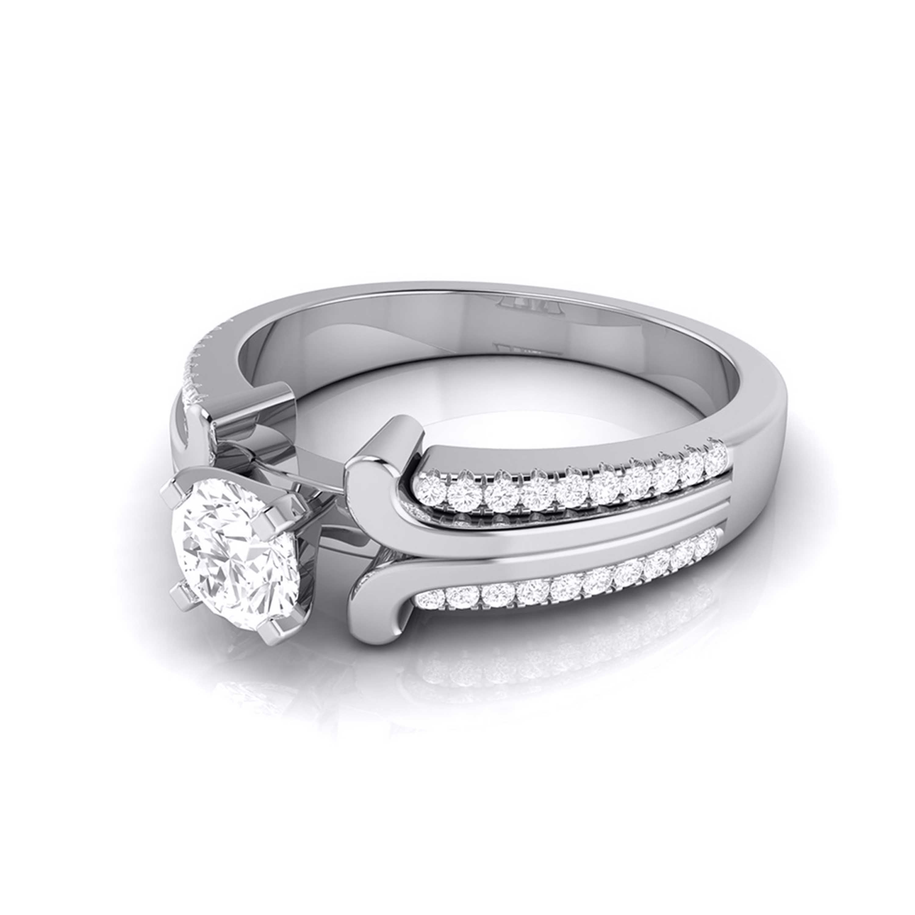 0.50-Pointer Lab Grown Solitaire Engagement Ring for Women with 2-Row Diamonds Shank JL PT LG G-116-A   Jewelove.US