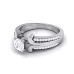 Load image into Gallery viewer, 0.50-Pointer Lab Grown Solitaire Engagement Ring for Women with 2-Row Diamonds Shank JL PT LG G-116-A   Jewelove.US
