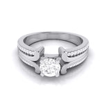 Load image into Gallery viewer, 0.70-Pointer Lab Grown Solitaire Engagement Ring for Women with 2-Row Diamonds Shank JL PT LG G-116-B   Jewelove.US
