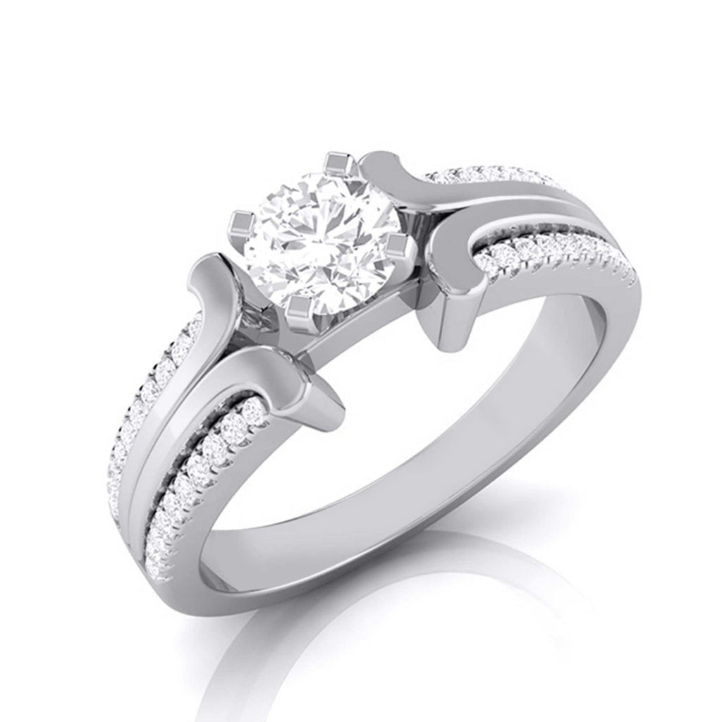 0.50-Pointer Lab Grown Solitaire Engagement Ring for Women with 2-Row Diamonds Shank JL PT LG G-116-A   Jewelove.US