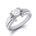 Load image into Gallery viewer, 0.50-Pointer Lab Grown Solitaire Engagement Ring for Women with 2-Row Diamonds Shank JL PT LG G-116-A   Jewelove.US
