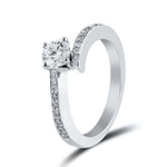 Load image into Gallery viewer, Designer Platinum Solitaire Engagement Ring with Curvy Shank with Diamonds JL PT 562
