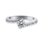 Load image into Gallery viewer, Designer Platinum Solitaire Engagement Ring with Curvy Shank with Diamonds JL PT 562
