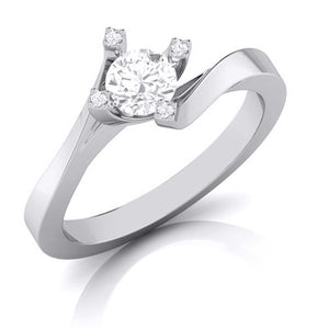 Designer Platinum Solitaire Engagement Ring with Diamond Studded Prongs JL PT G-122