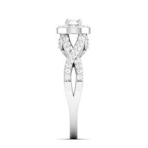 Customised 20-pointer Designer Platinum Solitaire Ring with Halo & Designer Shank JL PT 677-A