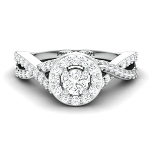 Customised 20-pointer Designer Platinum Solitaire Ring with Halo & Designer Shank JL PT 677-A