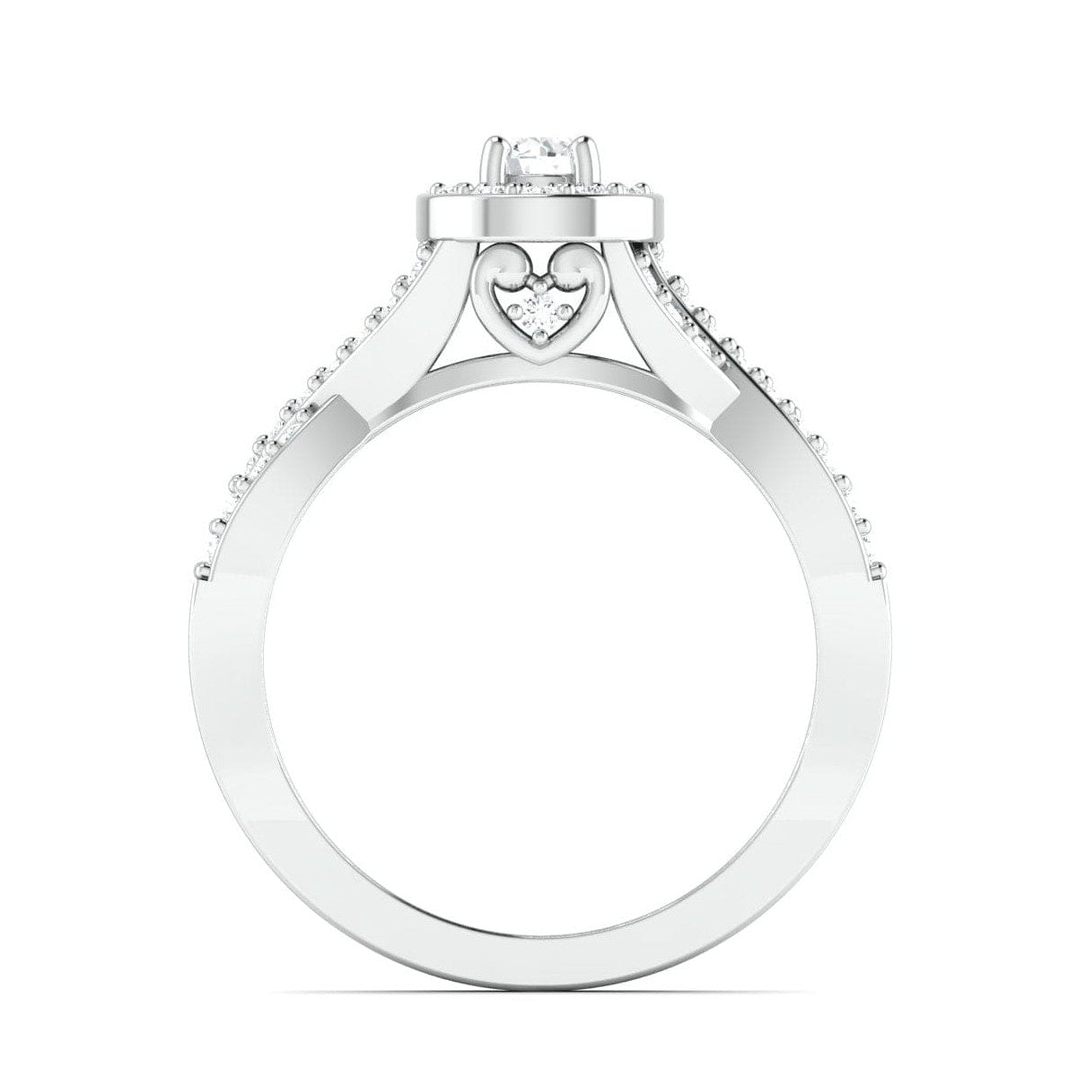 Customised 20-pointer Designer Platinum Solitaire Ring with Halo & Designer Shank JL PT 677-A